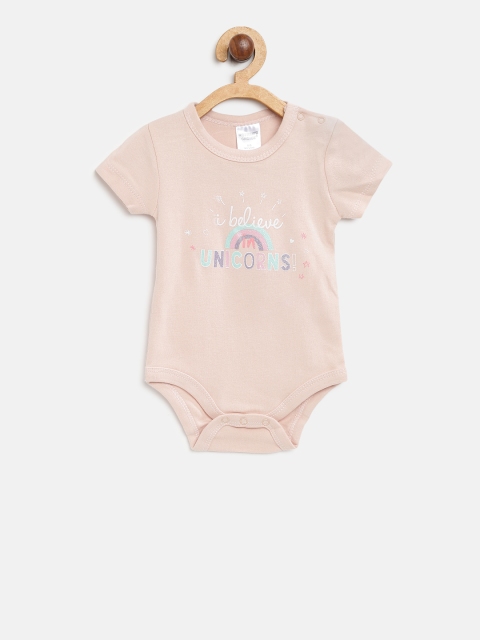 

Mothers Choice Girls Peach-Coloured Printed Bodysuit