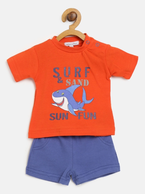 

Mothers Choice Boys Red & Blue Printed T-shirt with Shorts