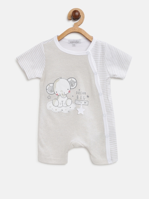 

Mothers Choice Kids Beige & Off-White Printed Rompers