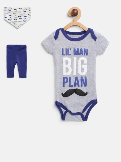 

Mothers Choice Boys Grey Melange & Navy Printed Bodysuit with Pyjamas
