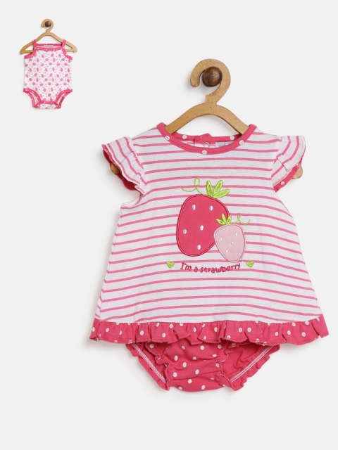 

Mothers Choice Girls White & Pink Striped Dress with Shorts