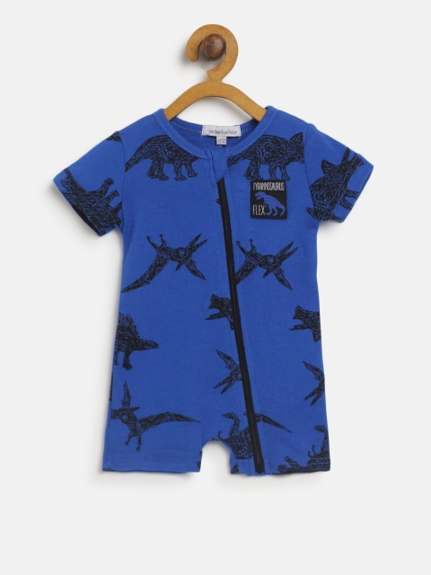 

Mothers Choice Kids Blue & Black Printed Rompers