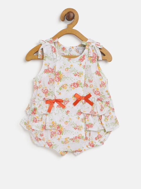 

Mothers Choice Girls Off-White & Orange Floral Print Bodysuit