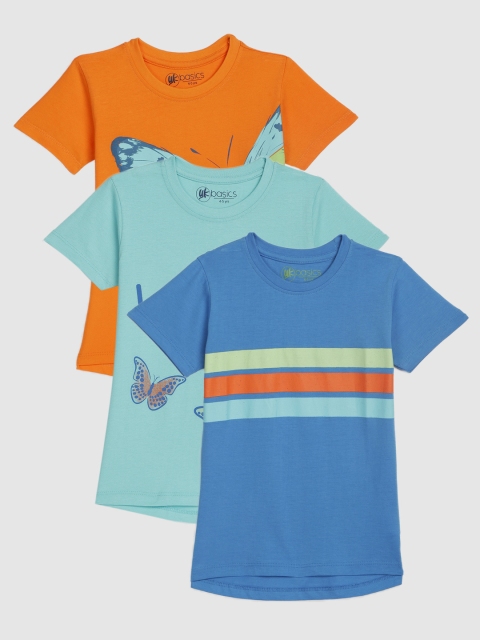 

YK Basics Girls Pack of 3 Printed T-shirts, Orange