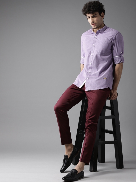 

DENNISON Men Purple Smart Slim Fit Solid Casual Shirt