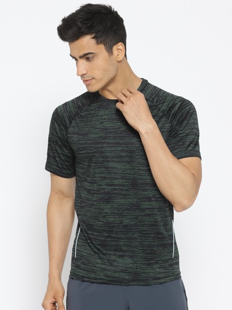 

Alcis Men Black Printed Round Neck Running T-shirt