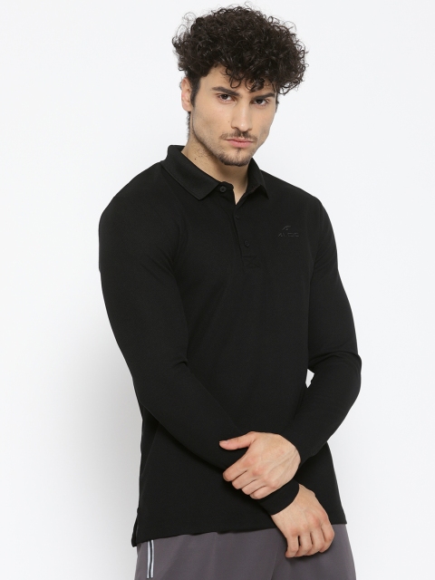 

Alcis Men Black Solid Polo Collar T-shirt