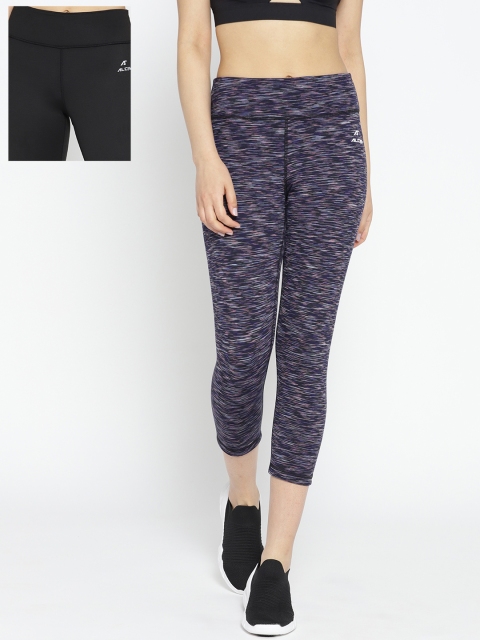 

Alcis Women Navy Blue & Black Self-Design Reversible 3/4th Tights