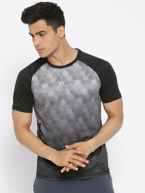 

Alcis Men Black &Grey Printed Round Neck Running T-shirt