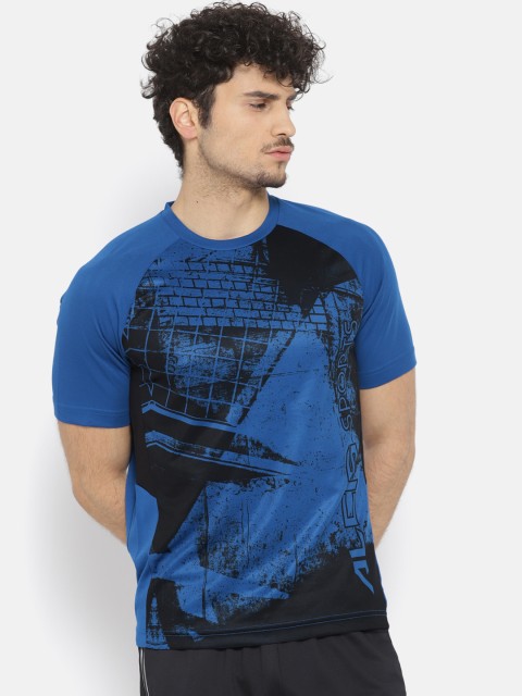 

Alcis Men Blue & Black Printed Round Neck Training T-shirt