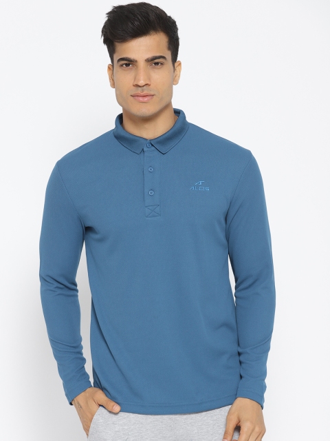 

Alcis Men Teal Blue Solid Slim Fit Polo Collar T-shirt