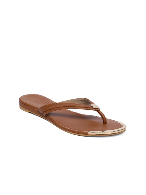 

CERIZ Women Tan Brown Solid Open Toe Flats