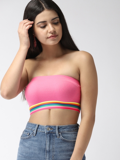 

FOREVER 21 Women Pink Solid Tube Top