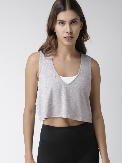 

FOREVER 21 Women Grey Solid Crop Top