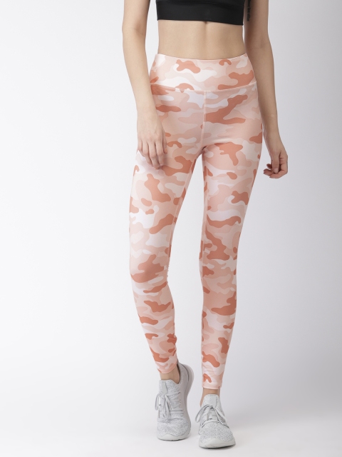 

FOREVER 21 Women Pink & Cream-Coloured Printed High-Rise Tights