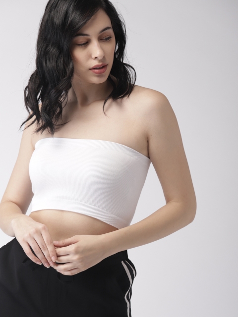 

FOREVER 21 Women White Solid Tube Top