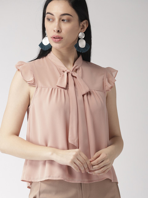 

FOREVER 21 Women Pink Solid A-Line Top