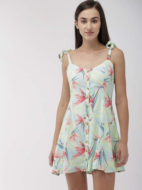 

FOREVER 21 Women Blue & Pink A-Line Dress