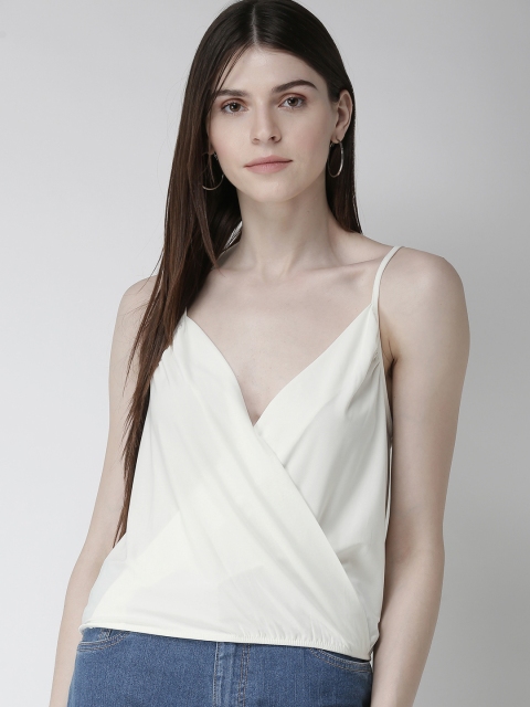 

FOREVER 21 Women Off-White Solid Wrap Top
