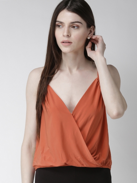 

FOREVER 21 Women Rust Solid Wrap Top