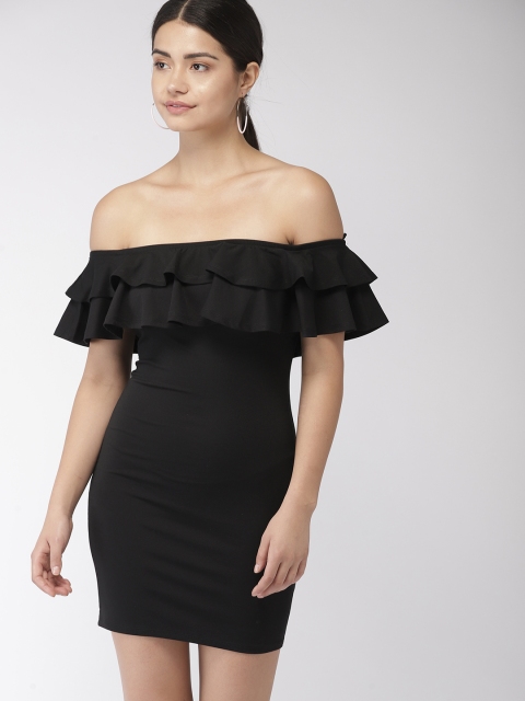 

FOREVER 21 Women Black Solid Bodycon Dress