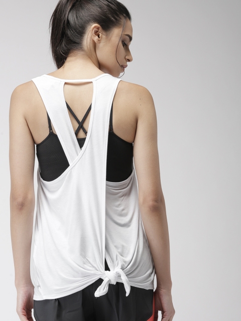 

FOREVER 21 Women White Solid Styled Back Top