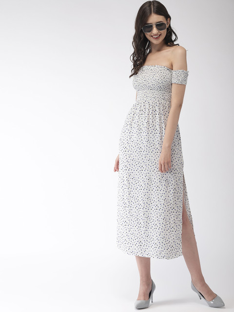 

FOREVER 21 Women White Printed A-Line Dress
