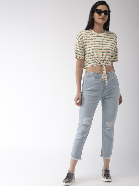 

FOREVER 21 Women Off-White Striped Top