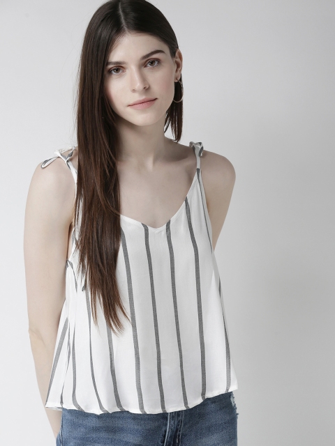 

FOREVER 21 Women White Striped Top