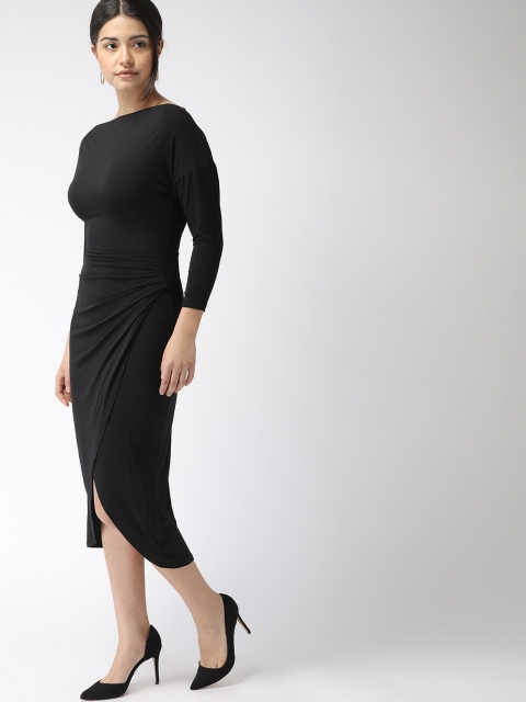

FOREVER 21 Women Black Solid Bodycon Dress