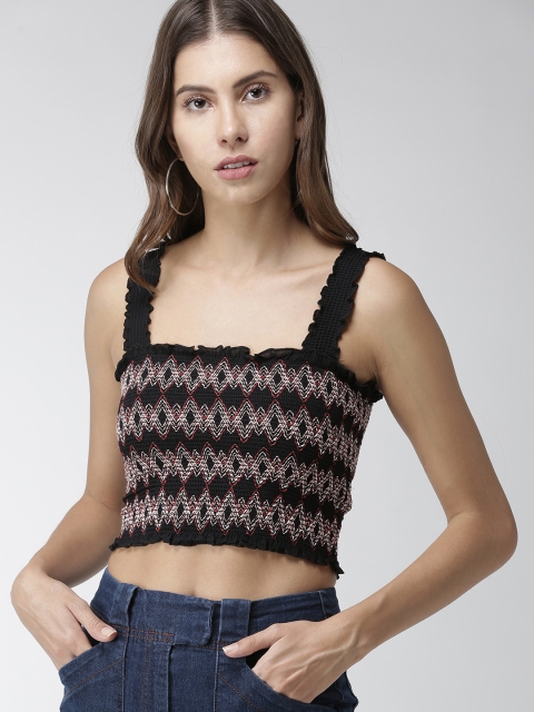 

FOREVER 21 Women Black Self Design Bralette Top