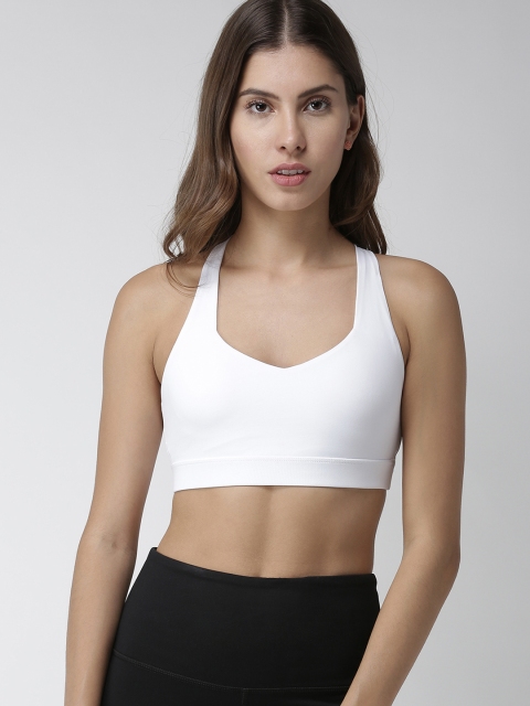 

FOREVER 21 White Solid Non-Wired Lightly Padded Sports Bra