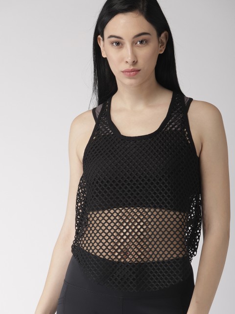 

FOREVER 21 Women Black Self Design Tank Top