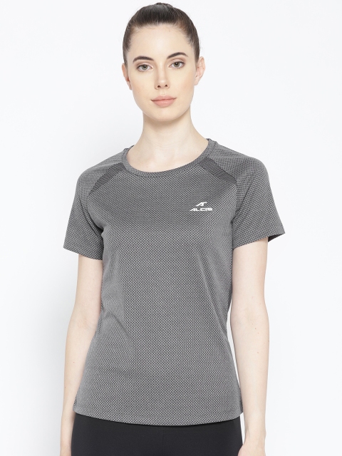 

Alcis Women Grey Self Design Round Neck Training T-shirt