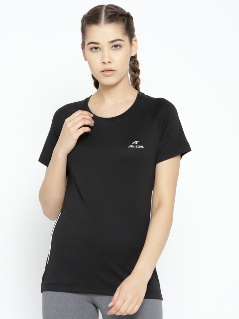 

Alcis Women Black Solid Round Neck Running T-shirt