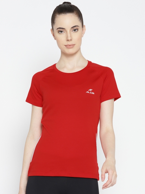 

Alcis Women Red Solid Round Neck Running T-shirt
