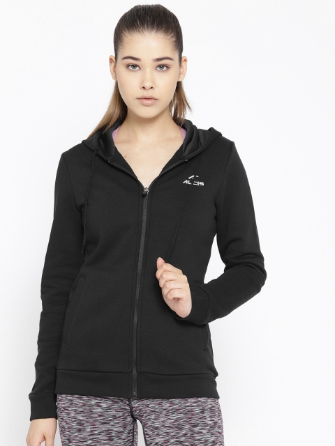 

Alcis Women Black Solid Hooded Sporty Jacket