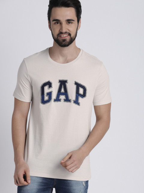 

GAP Men's Off - White Logo Embroidered Short Sleeve Solid T-Shirt