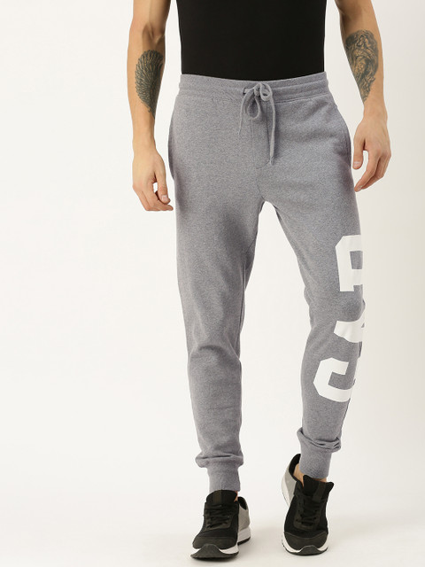 

GAP Men Grey Printed Straight Fit Joggers, Grey melange
