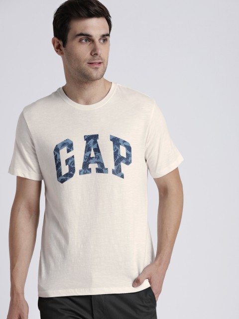 

GAP Men Off-White Printed Round Neck T-shirt
