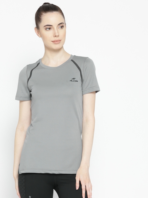

Alcis Women Grey Solid Slim Fit Round Neck T-shirt