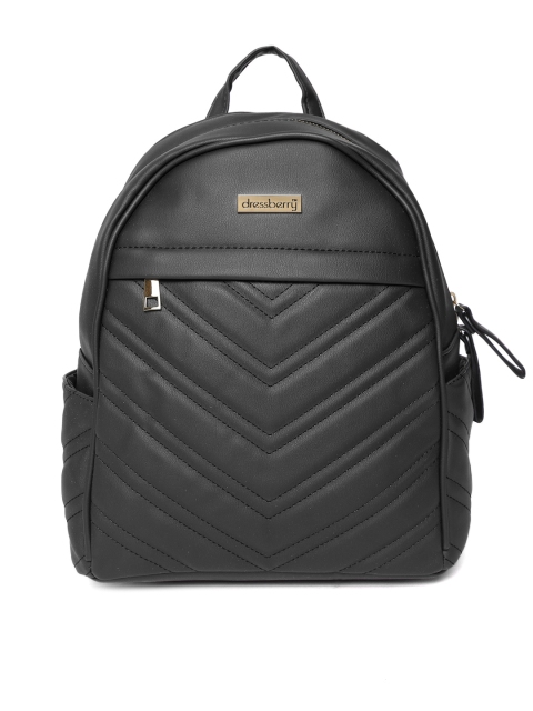 

DressBerry Women Black Quilted Backpack