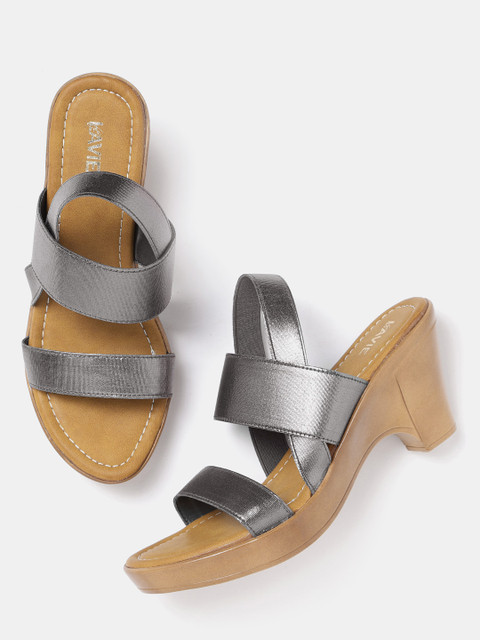 

Lavie Women Gunmetal-Toned Solid Heels, Metallic