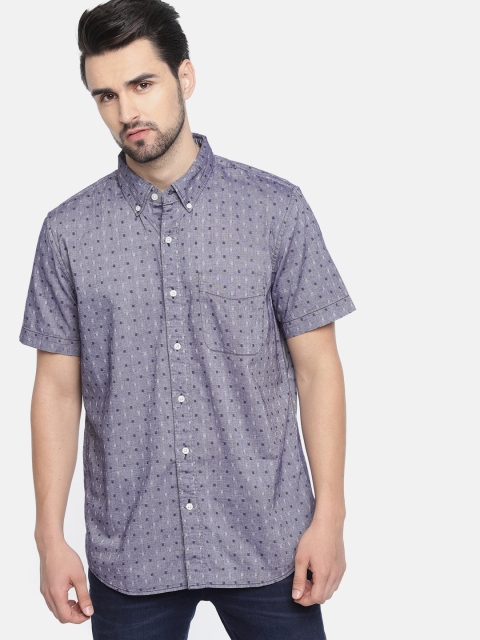 

AMERICAN EAGLE OUTFITTERS Men Blue Regular Fit Self Design Casual Shirt