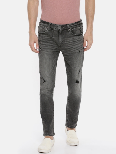 

AMERICAN EAGLE OUTFITTERS Men Black Skinny Fit Mid-Rise Mildly Distressed Stretchable Jeans