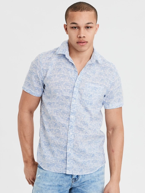 

AMERICAN EAGLE OUTFITTERS Men Blue & White Regular Fit Printed Casual Shirt