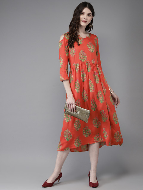 

Anouk Women Orange Printed A-Line Kurta