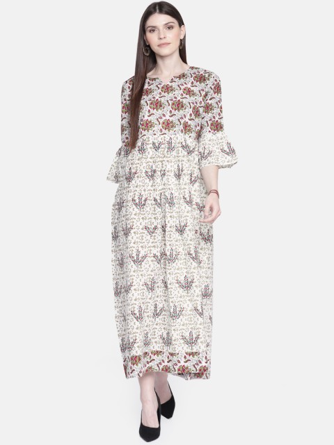 

Anouk Women Off-White Printed A-Line Kurta