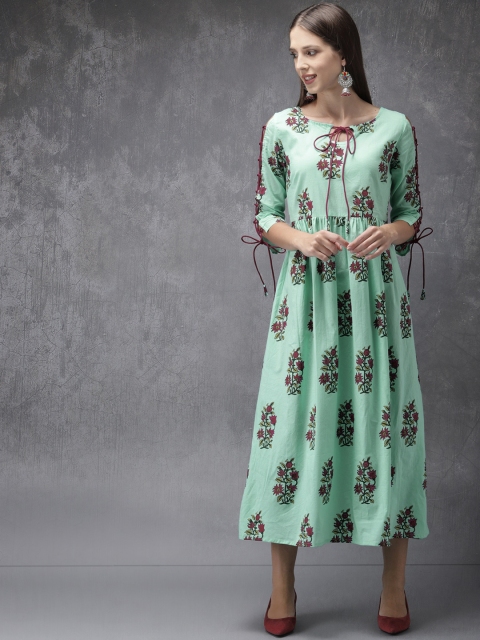 

Anouk Women Sea Green & Purple Floral Print A-Line Kurta