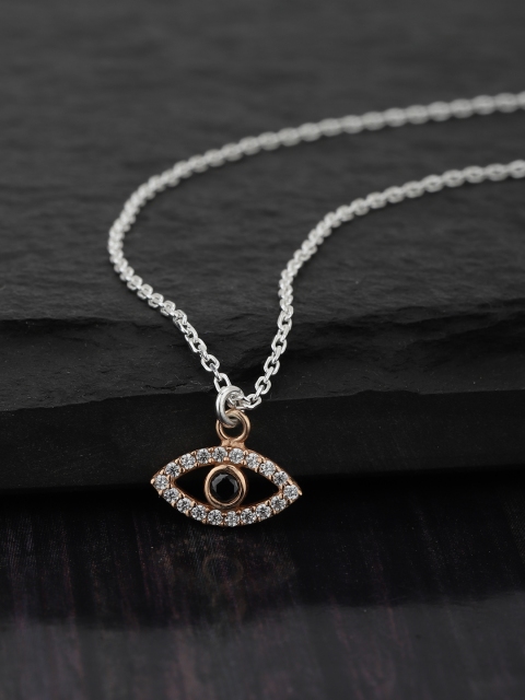 

Carlton London 925 Sterling Silver- Rose Gold-Plated CZ Studded Necklace
